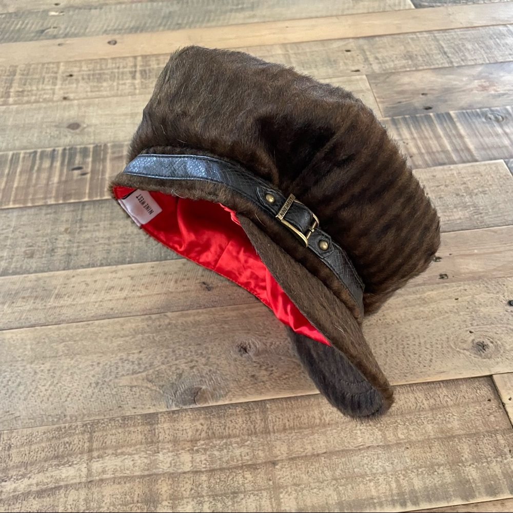 Vintage 90s Y2K Fur Paper Boy Hat Messenger Hat
